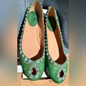 Frye Green Embellished Women's Flats